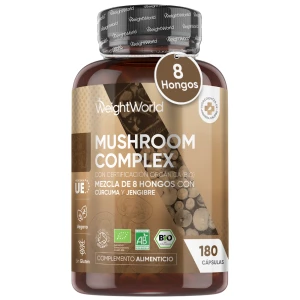 Complejo de Hongos Orgánico - Fórmula con Hongo Melena de León, Reishi y Cordyceps - 180 Cápsulas