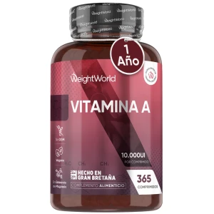 Vitamina A 10.000 UI - 365 comprimidos veganos - Vitamina A en forma de Retinol de Alta Potencia para el Sistema Inmune, Vista y Piel