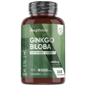 Ginkgo Biloba 6600 mg · 365 Comprimidos · Fórmula con Ginseng Siberiano