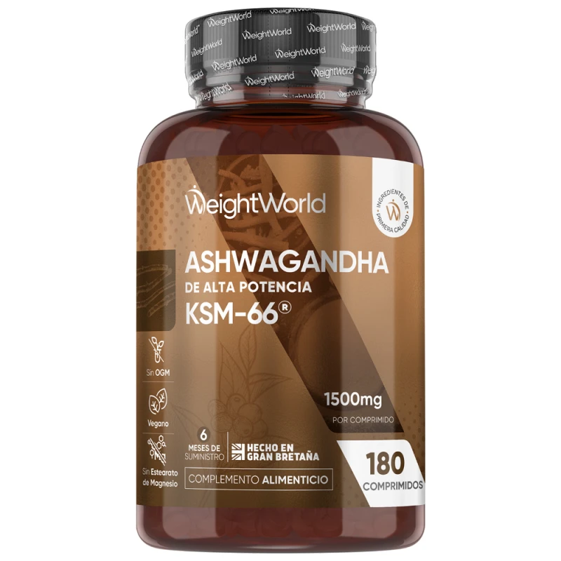 Weight World Ashwagandha Ksm-66 Alta Potencia 180 Comprimidos - Imagen 2