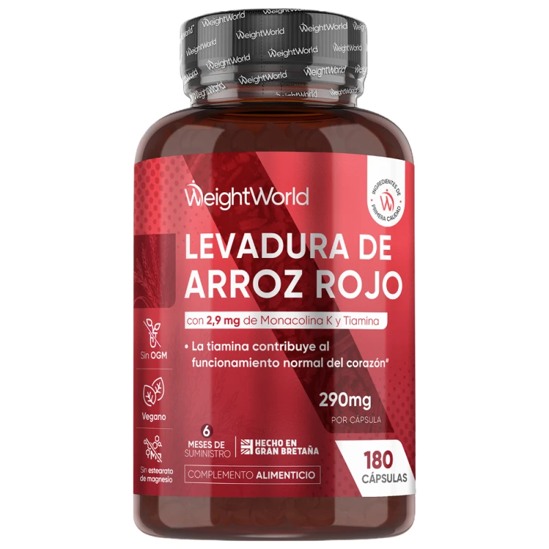 Levadura Roja de Arroz · 290 mg · 180 Cáps. con CoQ10 y B1 para el Corazón