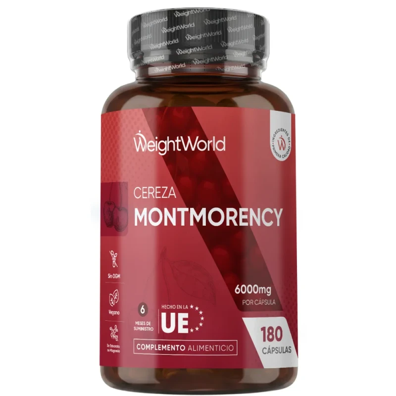 Cereza Ácida Montmorency - 6000 mg 180 cápsulas - Fuente de Vitaminas, Minerales y Polifenoles para Impulsar tu Bienestar
