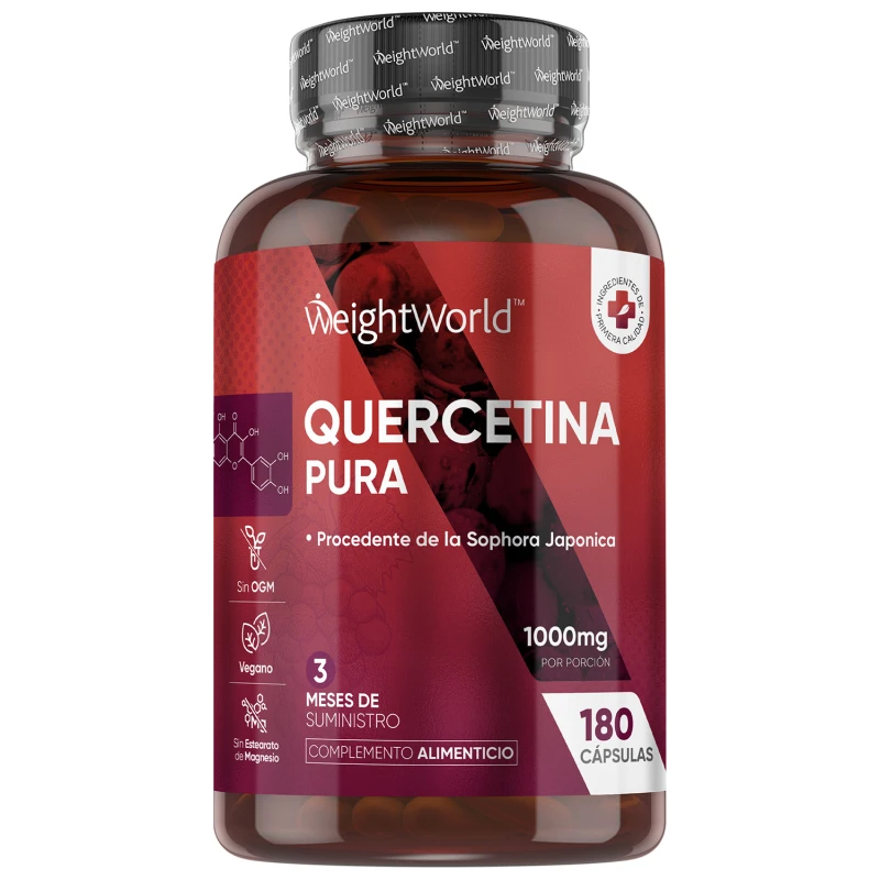 Cápsulas de Quercetina 100 Pura - 1000 mg 180 cápsulas - Suplemento Antioxidante y para la Salud del Corazón