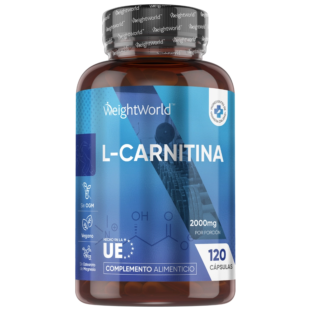 L-Carnitina L-Tartrato - 3000 mg 120 cápsulas - Suplemento Vegano Sin Estearato de Magnesio