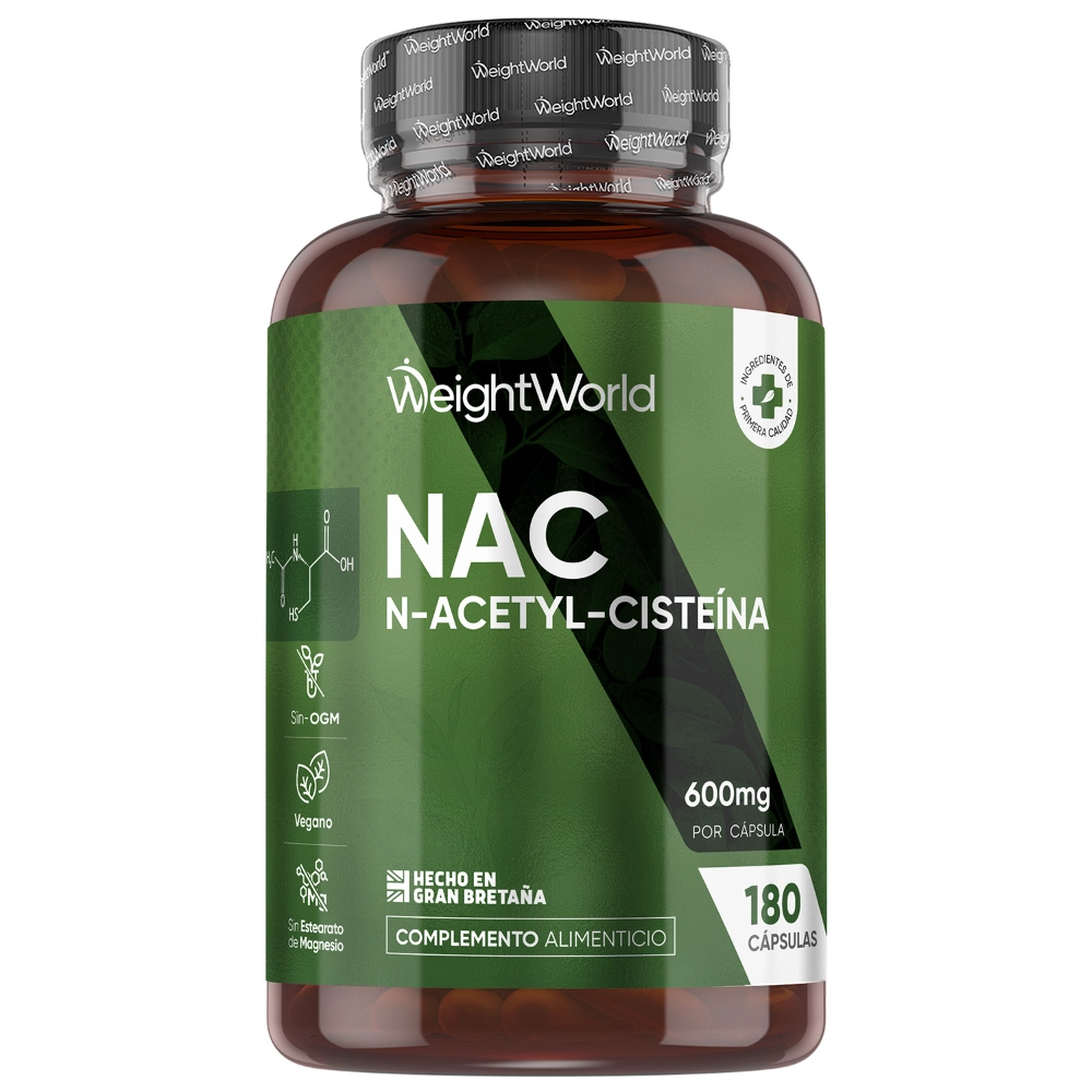 NAC 600 mg 180 Cápsulas - Aminoácido para el Sistema Inmune y Mejora del Rendimiento Deportivo