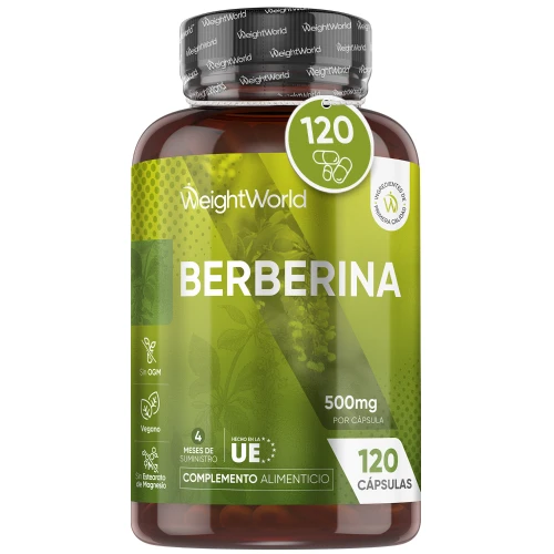 Berberina 500 mg 120 Cápsulas - Superalimento Vegano para Control de Peso