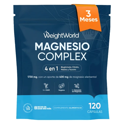 Complejo de Magnesio 4 en 1 - Formato Bolsa con 120 cápsulas para 2 meses de suministro - Para Energía, Músculos y Descanso - Con 400 mg de Magnesio E