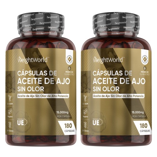 Cápsulas de Aceite de Ajo Sin Olor ni Sabor - Potente Dosis de 15000 mg por Porción - 180 Perlas para Cuidar tu Sistema Inmune