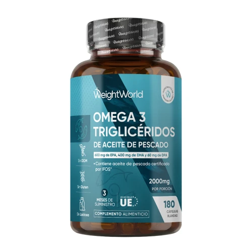 Omega 3 Triglicéridos 2000 mg · IFOS · 600mg EPA 400mg DHA · Máxima Absorción · Para Corazón, Cerebro y Vista