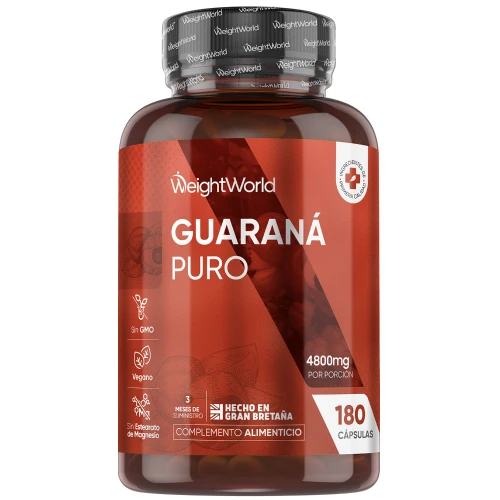 Guaraná Puro - 4800 mg 180 cápsulas - Suplemento de Origen Natural para Energía, Control de Peso y Memoria