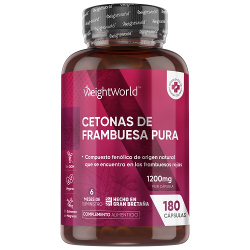Cetonas de Frambuesa Puras 1200 mg 180 Cápsulas - Suplemento Vegano y Sin Gluten para la Operación Bikini