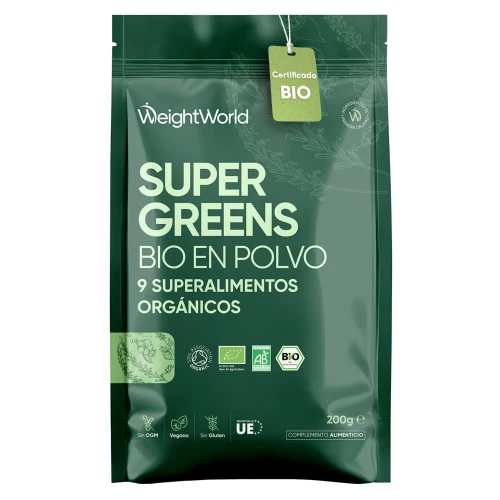 Super Greens en Polvo 200g - Con Hierba de Trigo, Chlorella, Maca en Polvo y Té Verde Matcha