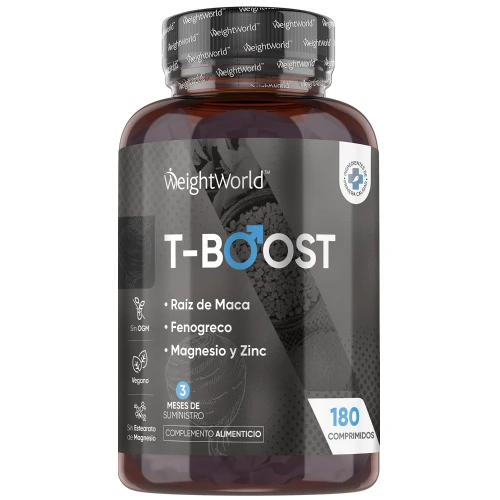 Testo Booster - 180 Comprimidos - Potenciador de la Testosterona y Energía de Origen Natural con Maca, Fenogreco, Magnesio y Zinc