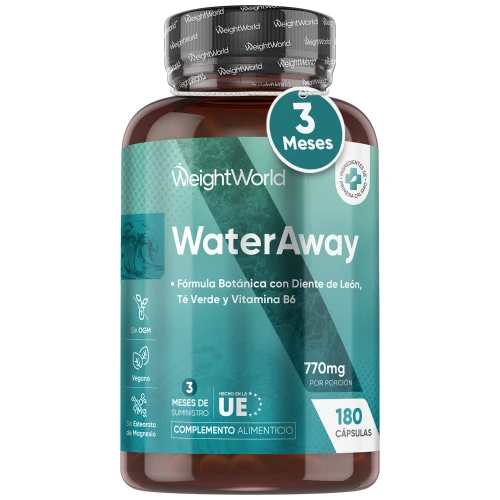 "Suplemento Diurético Water Away de Alta Potencia para Retención de Líquidos - De Origen Natural con Extractos Botánicos, Vitamina B6 y Potasio "