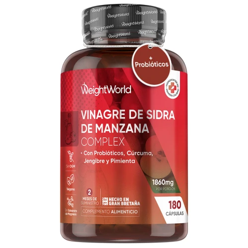 Cápsulas de Vinagre de Sidra de Manzana 1860 mg | 180 Unidades con Cayena, Jengibre y Cúrcuma | Sin Sabor Fuerte