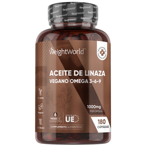 Aceite de Linaza - 1000 mg 180 cápsulas - Fuente Vegana de Ácidos Grasos Esenciales Omega 3, 6 y 9