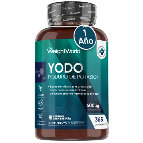 Yodo (Yoduro de Potasio) - 400 mcg 365 Comprimidos para 1 Año de Suministro - Suplemento para la Salud de la Tiroides