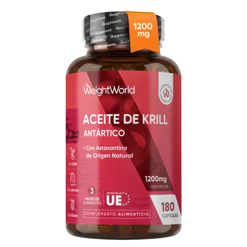 Aceite de Krill Antártico - 1200 mg 180 cápsulas - Fuente Natural de Ácidos Grasos Omega 3, Astaxantina y Colina