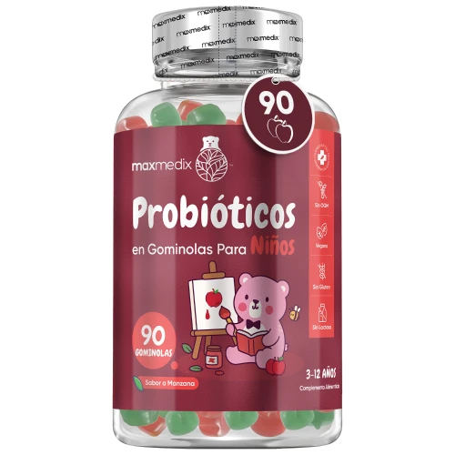Gominolas de Probióticos para Niños 90 unidades - Con 1 mil millones de UFC de Bacillus Coagulans e Inulina - Veganas, Sin Gluten ni Lactosa