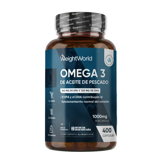 Aceite de Pescado Omega 3 1000 mg · 400 Cápsulas Blandas · Con EPA y DHA para Corazón y Cerebro