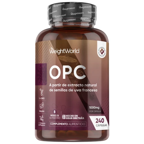 Extracto de Semilla de Uva OPC 1000 mg - 240 cápsulas veganas - Potente Fuente Vegetal con 95 % de Proantocianidinas