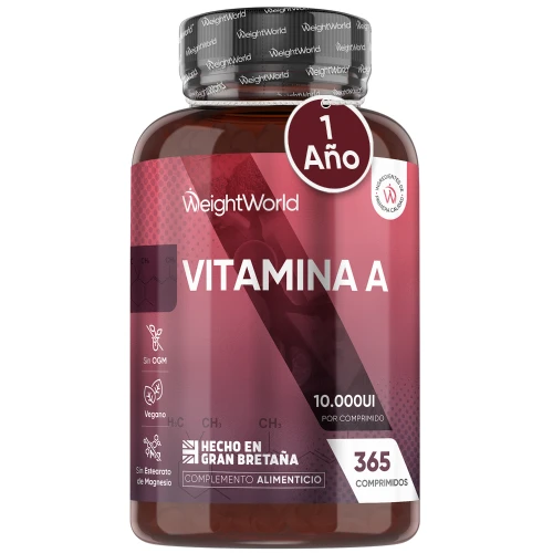 Vitamina A 10.000 UI - 365 comprimidos veganos - Vitamina A en forma de Retinol de Alta Potencia para el Sistema Inmune, Vista y Piel