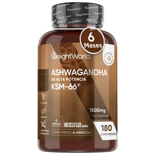 Ashwagandha KSM 66 - 1500 mg 180 Comprimidos - Suplemento de Alta Potencia, de Origen Natural
