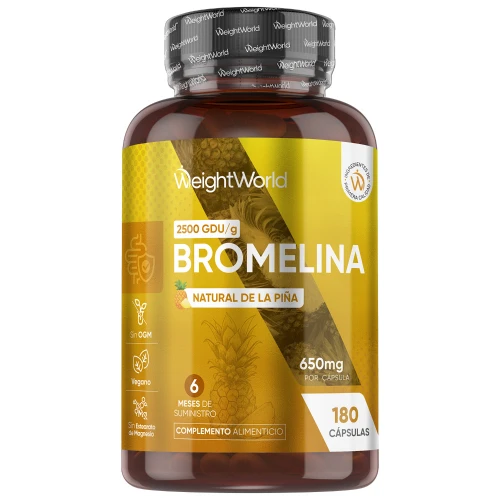 Bromelina 650 mg 180 Cápsulas - Suplemento Vegano Sin Estearato de Magnesio