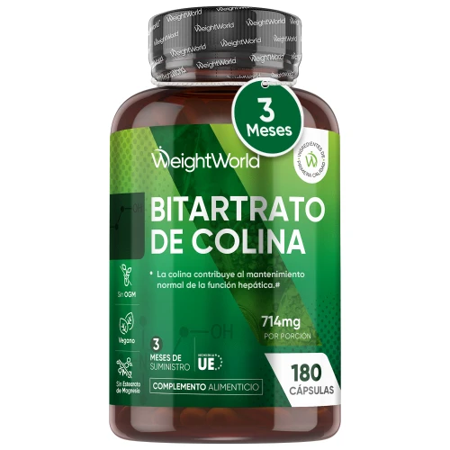 Bitartrato de Colina 714 mg · 180 Cápsulas Veganas · Función Hepática y Metabolismo de Lípidos