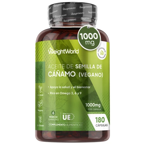 Aceite de Semillas de Canamo 1000mg · 180 Capsulas · Omega 3 6 y 9