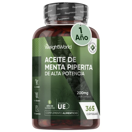 Aceite de Menta Piperita 200 mg · 365 Cápsulas Blandas · Frescor y Bienestar Digestivo
