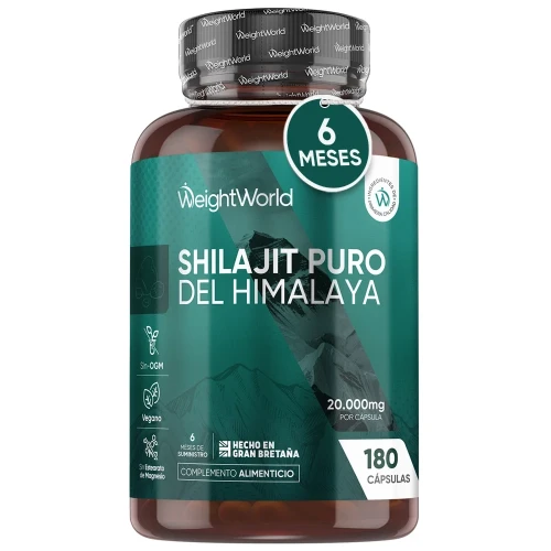 Shilajit Puro del Himalaya de Alta Potencia - 20.000 mg 180 Cápsulas - Suplemento de Apoyo Cognitivo