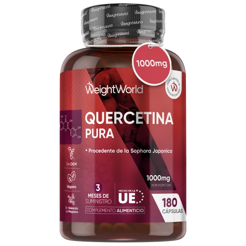 Cápsulas de Quercetina 100 % Pura - 1000 mg 180 cápsulas - Suplemento Antioxidante y para la Salud del Corazón