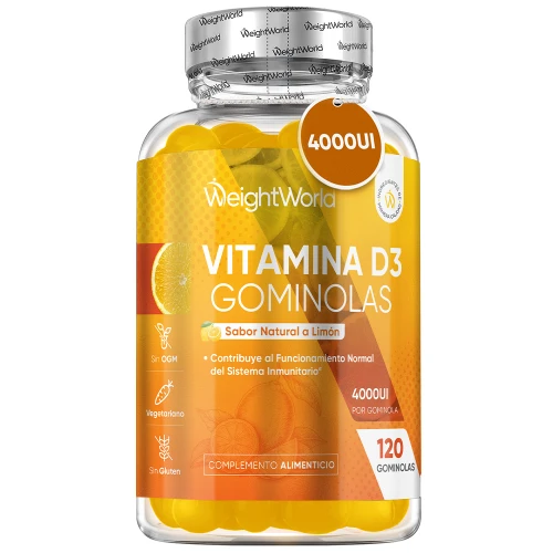 Gominolas de Vitamina D3 4000 UI - 120 gominolas para el Mantenimiento del Sistema Inmune, Dientes, Huesos y Músculos