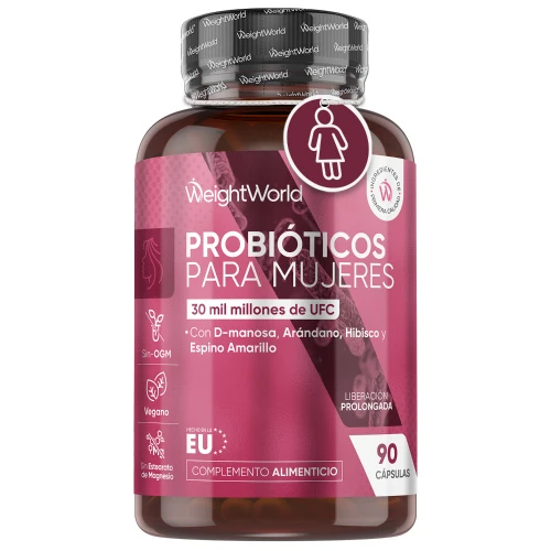 Probióticos para Mujer 90 Capsulas Liberacion Prolongada - Fórmula para el bienestar íntimo y digestivo - Con D-manosa, Arándanos, Hibisco y Espino Am