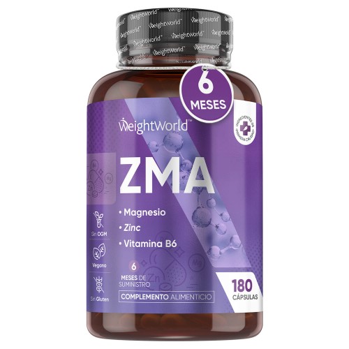 ZMA Magnesio, Zinc y Vitamina B6 - 180 cápsulas - Suplemento Deportivo para Aumentar Masa Muscular